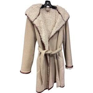 Jasmine‎ & Ginger Oversized Sweater Coat Size S Faux Fur Lined Beige